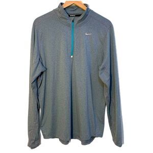 Nike Gray Dri-Fit Running Jacket Men’s Large Lightweight Half Zip Thumb Holes.